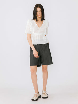 Linen Striped Summer Suit Shorts