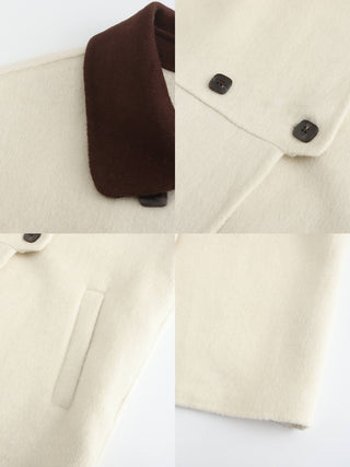 Contrast Coloured Collar Cashmere Coat