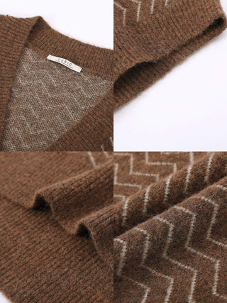 Low-V Neck wavy knitted vest
