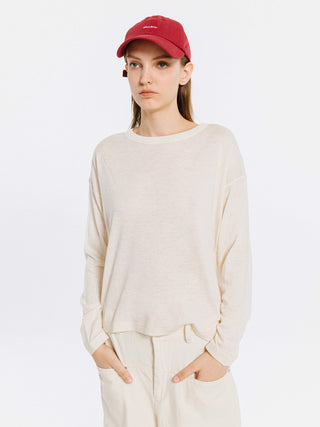 Crew Neck Long Sleeve Top with Wool Blend