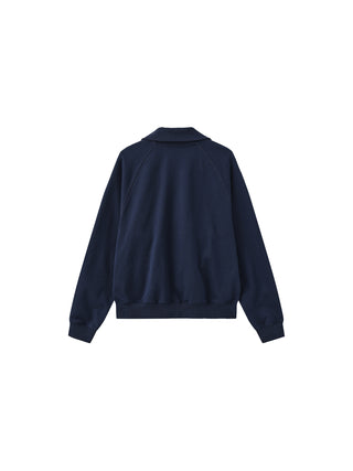 ONE BY CUBIC Collared Half-Zip Embroidered 100% Cotton Sweatshirt