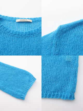 Blue Oversized Open-Knit Sweater