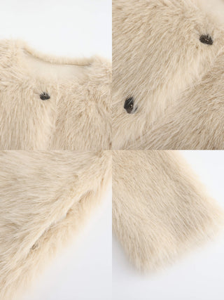Cream Furry Long Coat