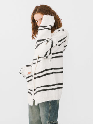 Striped Hooded Cardigan