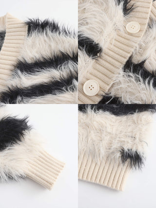 Fluffy Zebra Knitwear Cardigan