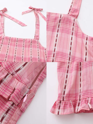 Pink Ruffled Striped Cami Top