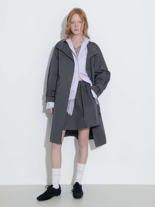 High Collar Long Trench Coat