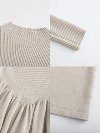 Mid-collar ribbed knit dress