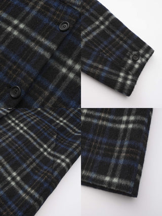 Checked Mid-length Wool Coat with Hood