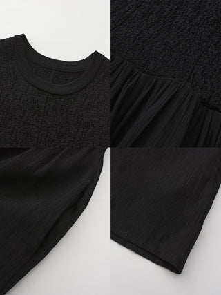 Black Textured Knitted Sleeveless Dress