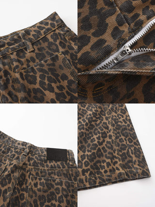 Leopard Wide Leg Denim Jeans