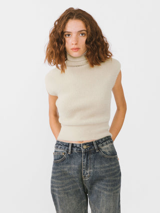 Short-Sleeve Fluffy Knit Sweater