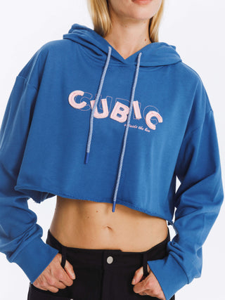 CUBIC Print Hooded Cropped Sweatshirt