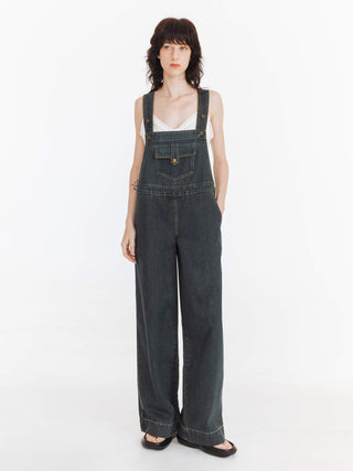 Heavy Washed Retro Denim Overalls