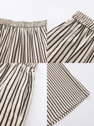 Elastic Waist Striped Straight Trousers