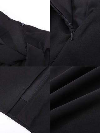 Black Belted Slit Pencil Skirt