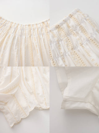 100% Cotton Lace-Trim Elasticated Mini Skirt