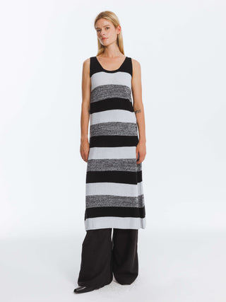 Contrast Striped Knitted Sleeveless Dress