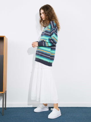 Fluffy Striped Oversized Knit Sweater