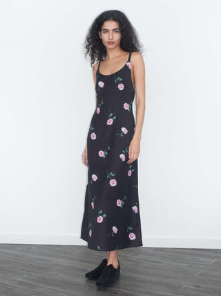 Rose Printed Fitted Sling Dress