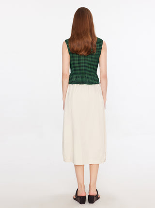 Elasticated Waist A-line Midi Skirt