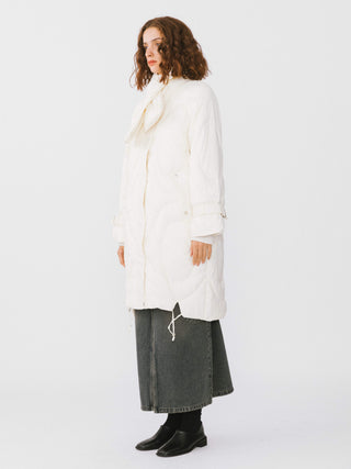 Long Duck Down Coat With Scarf