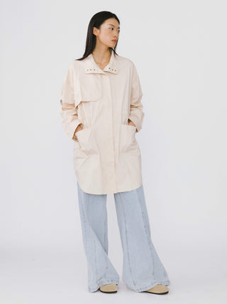 Stand-Up Collar Mid-Length Trench Coat