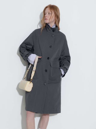 High Collar Long Trench Coat