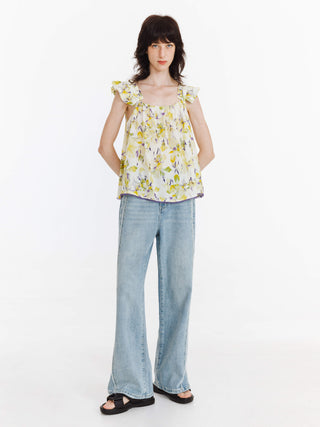 Fray Panelled Wide Leg Jeans