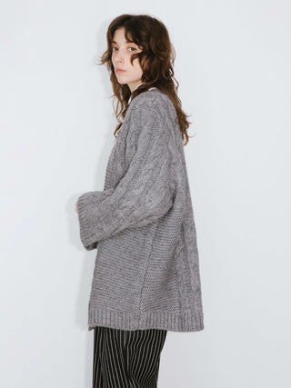 Cable Knit Cardigan with Wool Blend