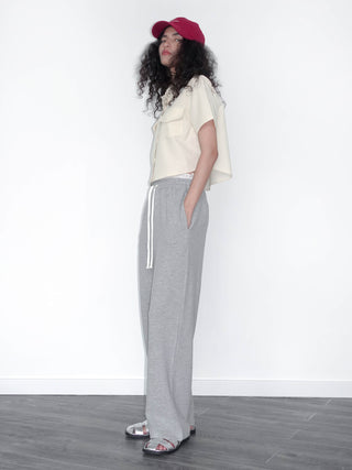 Casual Straight Trousers with Waistband Lace