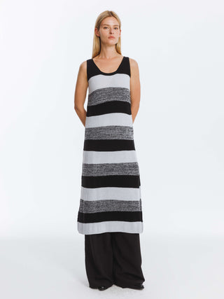 Contrast Striped Knitted Sleeveless Dress