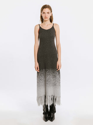 Gradient Knitted Maxi Dress with Wool Blend