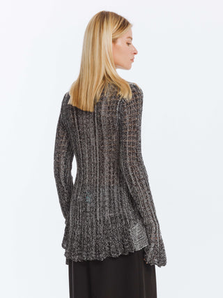 Special Yarn Hollowed Long Sleeves Knit Top