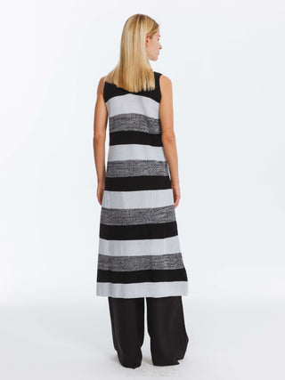 Contrast Striped Knitted Sleeveless Dress