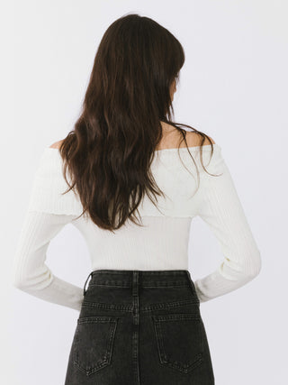 Off-Shoulder Long Sleeve Fitted Top