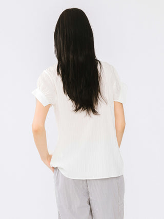 Loose Shirt with Pleated Short Sleeves