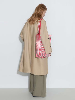 Color-Blocked Collar Long Trench Coat