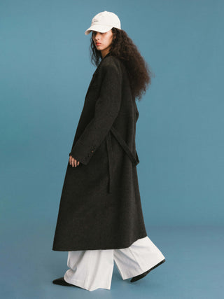 ONE BY CUBIC Straight Wool Blend Long Coat