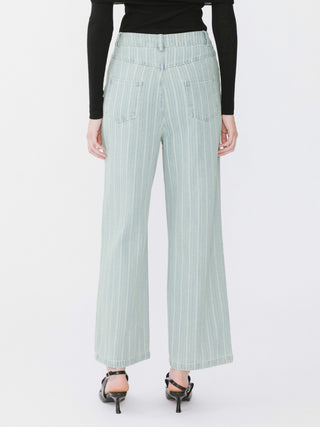 Pinstriped Wide Leg Cropped Jeans