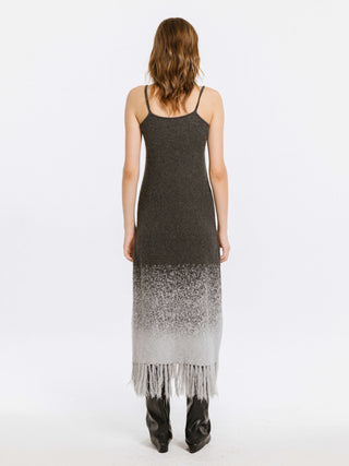 Gradient Knitted Maxi Dress with Wool Blend