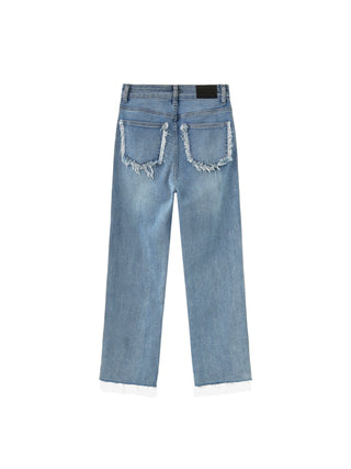 Side Slit Frayed Skinny Fit Jeans