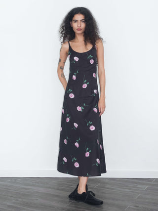 Rose Printed Fitted Sling Dress