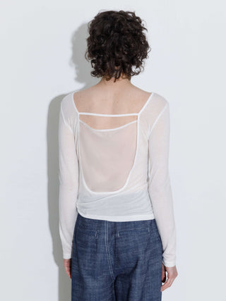 Backless Deep U-Neck Sheer Knit Top