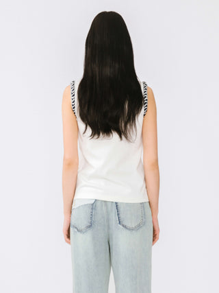 Contrast Braided Cord Crew Neck Tank Top