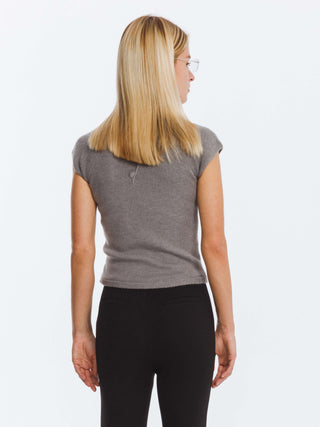 Jacquard Cropped Knit Top with Cashmere Blend