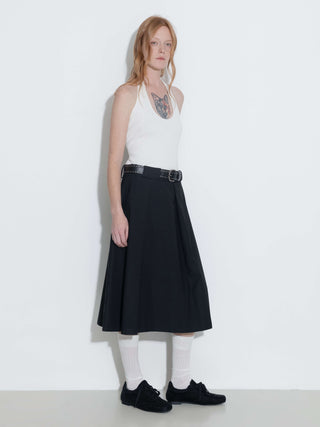 High Waist Pleated A-line Skirt