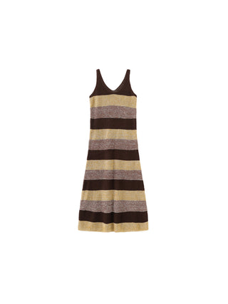 Contrast Striped Knitted Sleeveless Dress