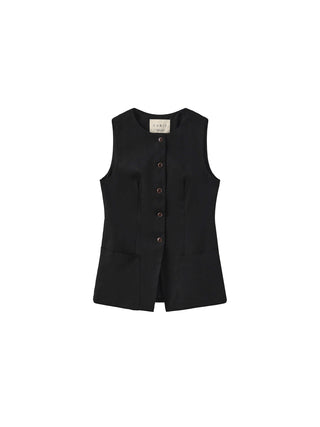 Fitted Buttoned Round Neck Vest