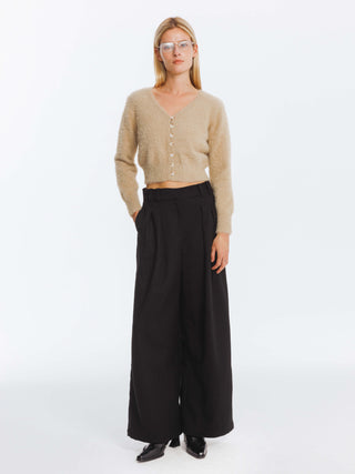 Wide Leg Double Pleated Trousers